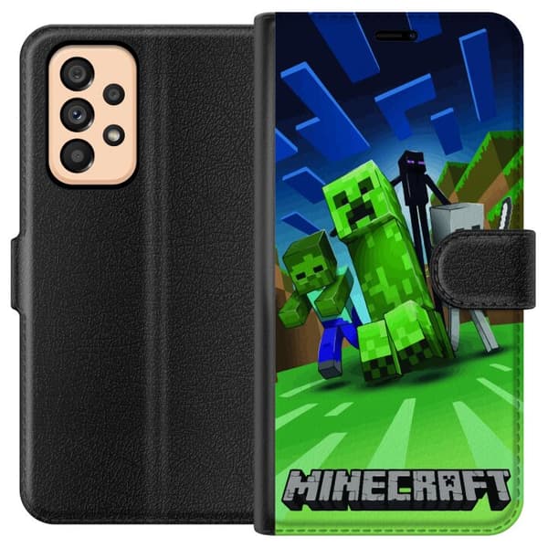 Kompatibelt Plånboksfodral till Samsung Galaxy A53 5G Minecraft Creeper mobilskal i klassisk grön pixelstil