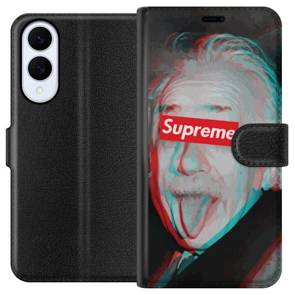 Samsung Galaxy S25 Edge Plånboksfodral Supreme Albert Einstein 3D Motiv Streetwear Design Populär Vetenskap Ikoniskt Grafiskt Urban Art