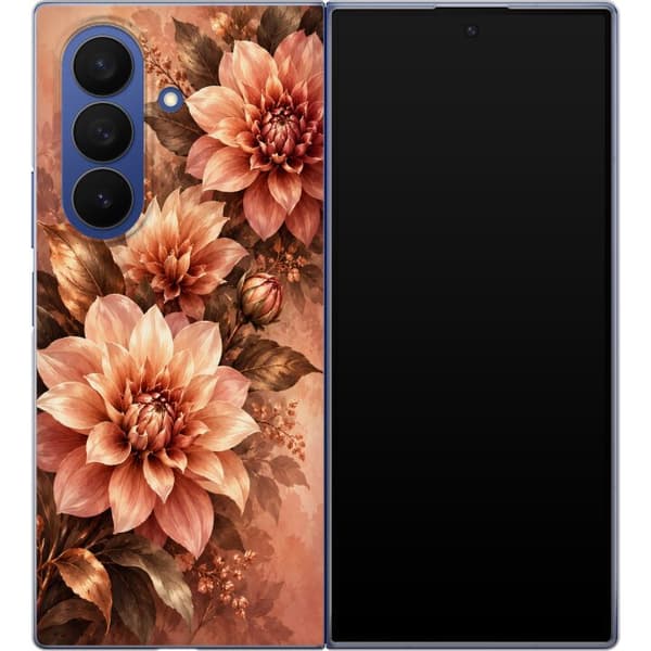 Kompatibelt Mobilskal till Samsung Galaxy Z Fold7 Koppardahlior orange