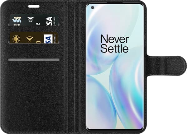 Kompatibel Tegnebogsetui til OnePlus 8 Pro Blå-hvidt ternet mønster med dekorative mørkeblå rosetter blå