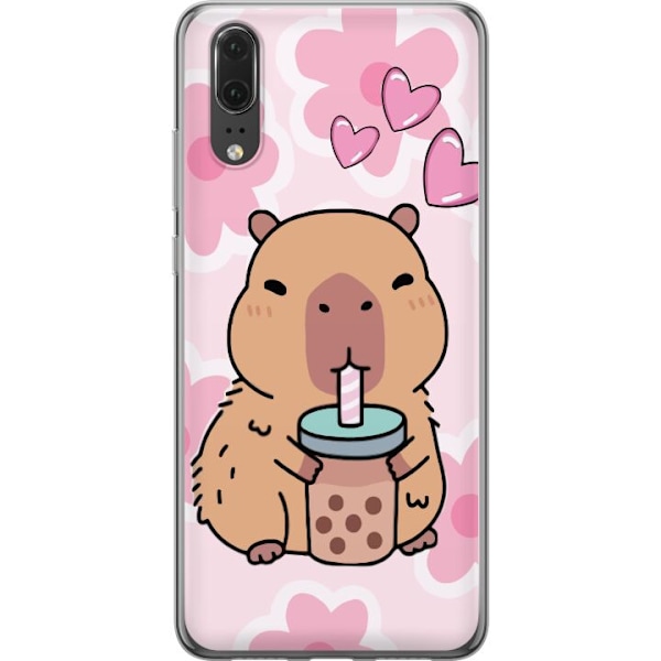 Huawei P20 Läpinäkyvä kuori Kawaii Capybara Sydän Anime-ty