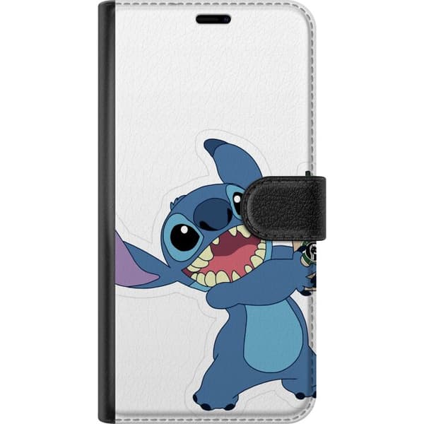 Kompatibel Tegnebogsetui til Apple iPhone 16 Plus Blå Stitch med stort kaffekrus, sjovt tegnet karaktermotiv blå