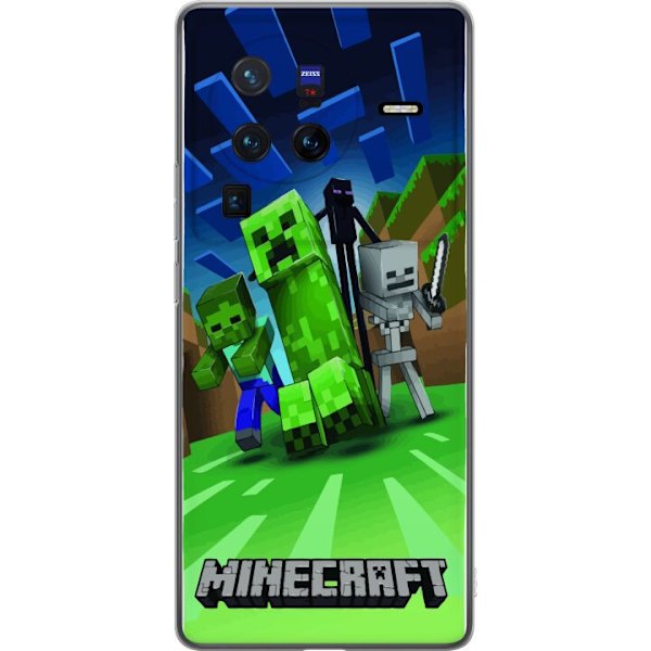 vivo X80 Pro Genomskinligt Skal Minecraft Creeper mobilskal i klassisk grön pixelstil