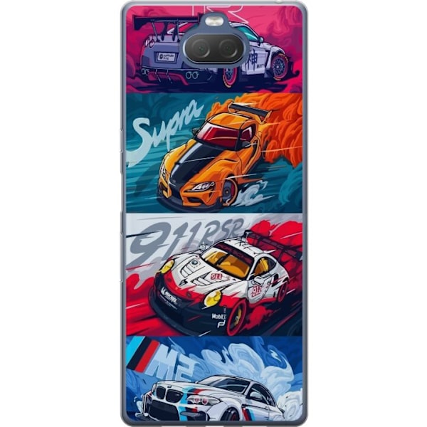 Sony Xperia 10 Plus Läpinäkyvä kuori Nopeat Autot - Piirret