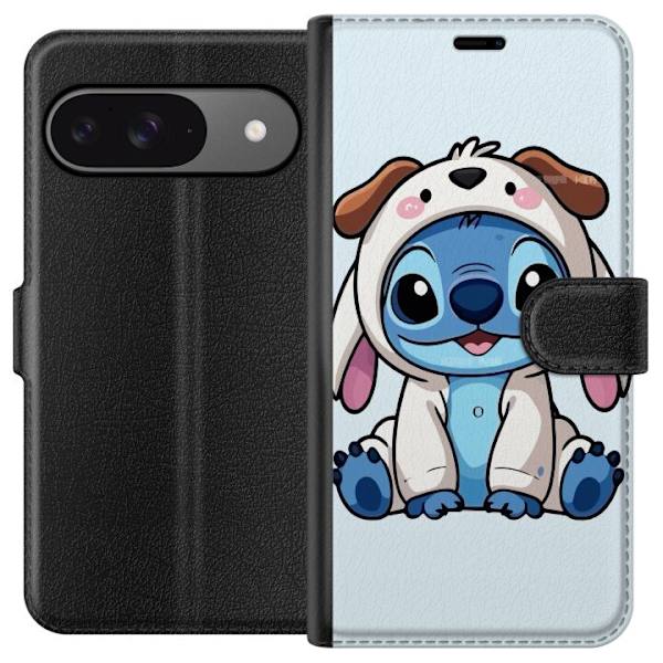Google Pixel 9 Pro Lompakkokotelo Stitch Koirapuku Lilo & Stitch Disney Hauska Design Sininen Avaruusolento Sarjakuva Hahmo Suosittu Lapsille Suosittu