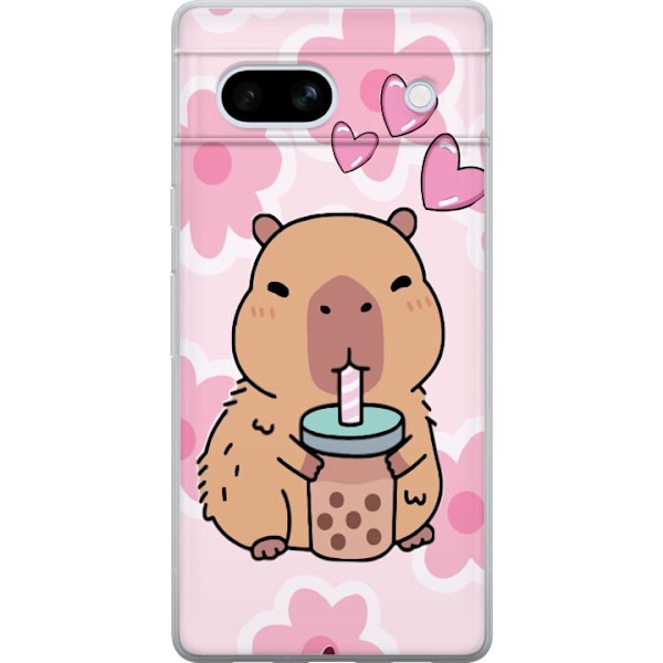Google Pixel 7a Läpinäkyvä kuori Kawaii Capybara Sydän Anime-tyyli Söpö Suunnittelu Eläinaihe TikTok Suosittu Lahja Tyttö