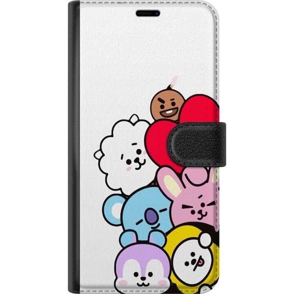 Kompatibelt Lommeboketui til Apple iPhone 17 BT21-karakterer sammen i en søt minimalistisk illustrasjon hvit