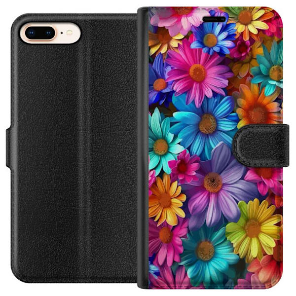 Apple iPhone 7 Plus Plånboksfodral Gerbera Blommor Färgglad Dekor Blommotiv Populärt Heminredning Färg Rik Väggkonst Design