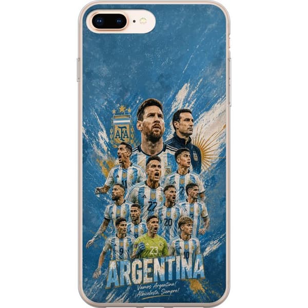 Kompatibelt Mobildeksel til Apple iPhone 8 Plus  Argentinas landslag med spillercollage i blått og gull detaljer blå