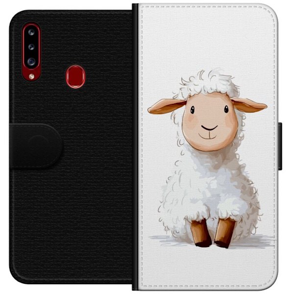 Samsung Galaxy A20s Tegnebogsetui Sødt Lamm - tegneseriestil til børn og babyprodukter