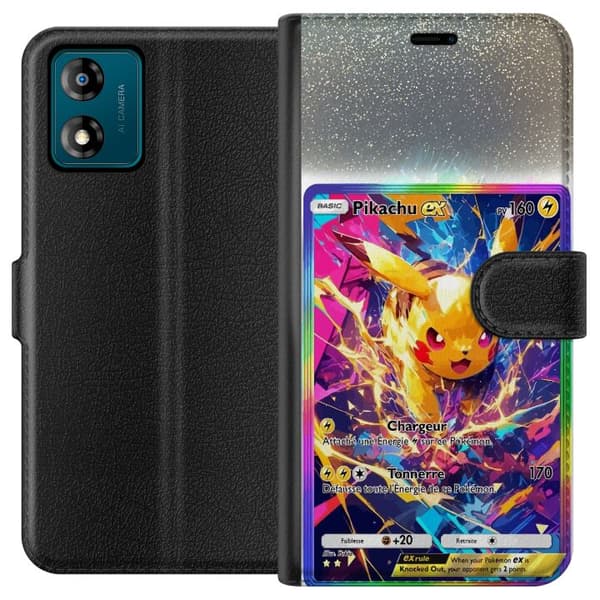 Kompatibel Tegnebogsetui til Motorola Moto E13 Pikachu gul