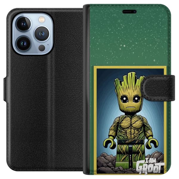 Kompatibel Tegnebogsetui til Apple iPhone 13 Pro Robot med röda ögon grå