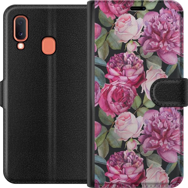 Kompatibel Tegnebogsetui til Samsung Galaxy A20e Blomster