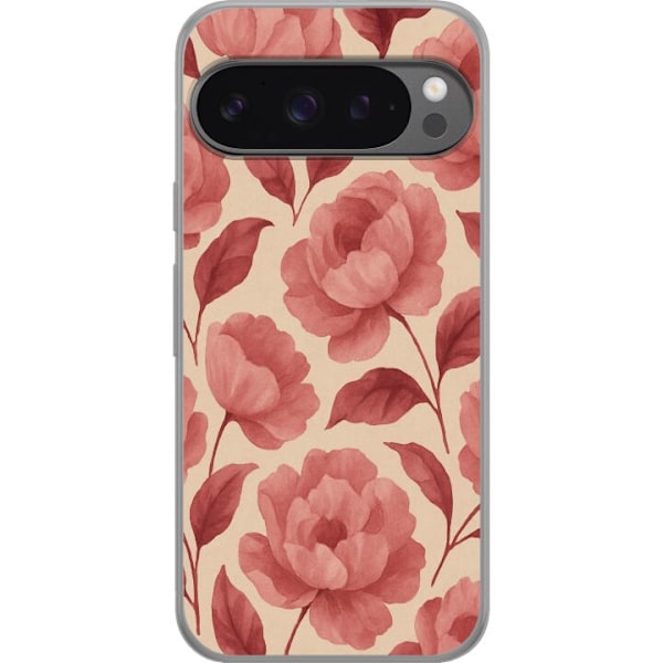 Google Pixel 9 Pro XL Genomskinligt Skal Rose Bloom