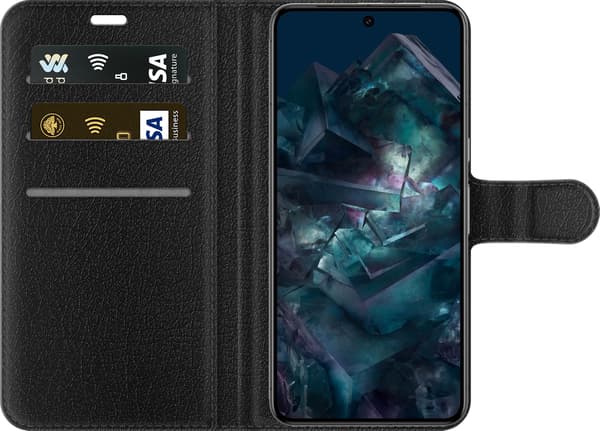 Kompatibelt Plånboksfodral till Google Pixel 8 Pro Flicka med kattvänner på regnbågsbakgrund
