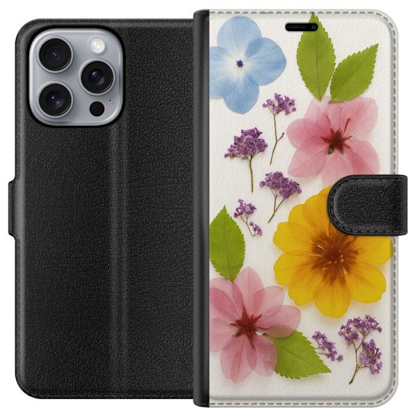 Apple iPhone 16 Pro Max Lommeboketui Pressede blomster