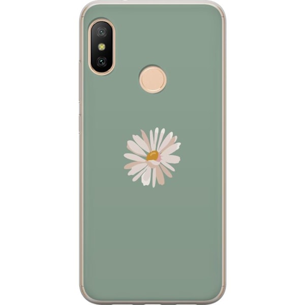Xiaomi Redmi 6 Pro Läpinäkyvä kuori Vihreä Minimalikukka - tyylikäs kukka vihreällä taustalla