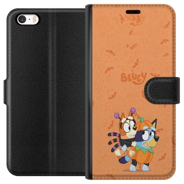 Kompatibelt Lommeboketui til Apple iPhone 5s Tegnede hunder utkledd til Halloween med gresskar, flaggermus og heksehatter oransje