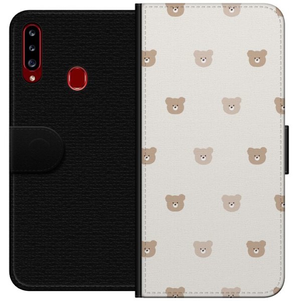 Samsung Galaxy A20s Lompakkokotelo Teddy-tausta - söpöt tedd