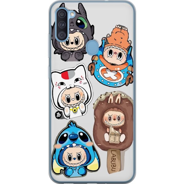 Samsung Galaxy A11 Läpinäkyvä kuori Labubu hahmokokoelma - Pop Mart Labubu The Monsters väriluulisessa muotoilussa