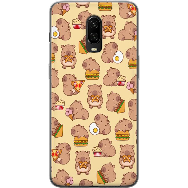 OnePlus 6T Läpinäkyvä kuori Kawaii capybara puhelinkotelo useilla söpöillä hahmoilla