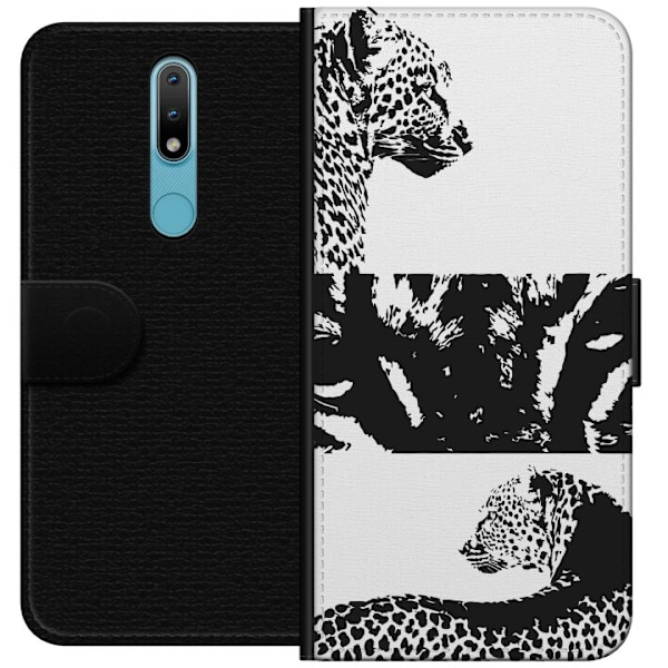 Nokia 2.4 Lompakkokotelo Leopard Faces