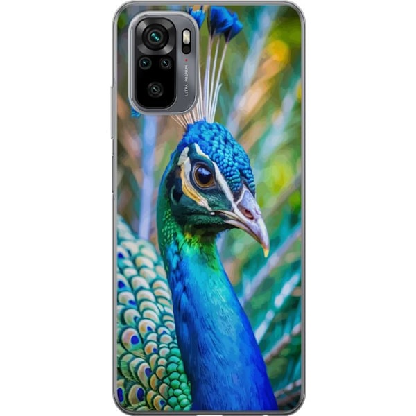 Xiaomi Redmi Note 10S Läpinäkyvä kuori Pavun Sulat Värikäs Design Lintuaihe Eksoottinen Graafinen Suunnittelu Luonto Ylellinen Koristelu