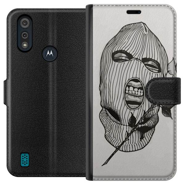 Motorola Moto E6i Tegnebogsetui Ski Maske Ros Streetwear Design Grafisk Motiv Spænding Urban Stil Gadekunst Maskerade Symbol