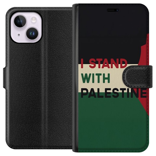 Apple iPhone 15 Plus Lommeboketui Stå opp for Palestina - sol