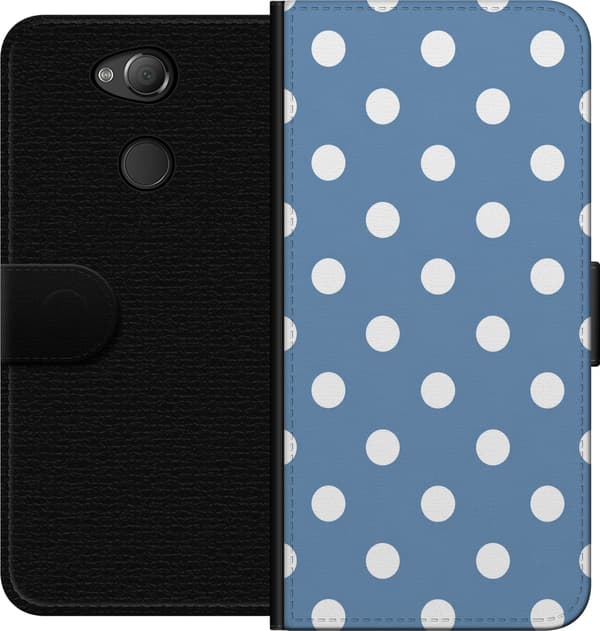 Kompatibel Tegnebogsetui til Sony Xperia XA2 Blåhvide prikker blå
