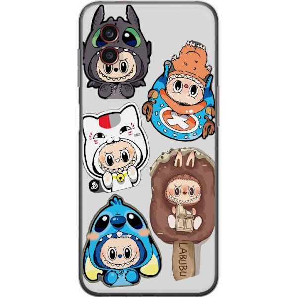 Samsung Galaxy Xcover6 Pro Läpinäkyvä kuori Labubu hahmokokoelma - Pop Mart Labubu The Monsters väriluulisessa muotoilussa
