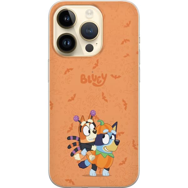 Kompatibelt Mobildeksel til Apple iPhone 15 Pro Tegnede hunder utkledd til Halloween med gresskar, flaggermus og heksehatter oransje
