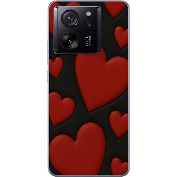 Xiaomi 13T Genomskinligt Skal Red Velvet Hearts