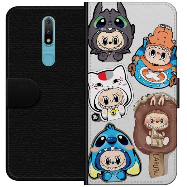 Nokia 2.4 Lompakkokotelo Labubu hahmokokoelma - Pop Mart Labub