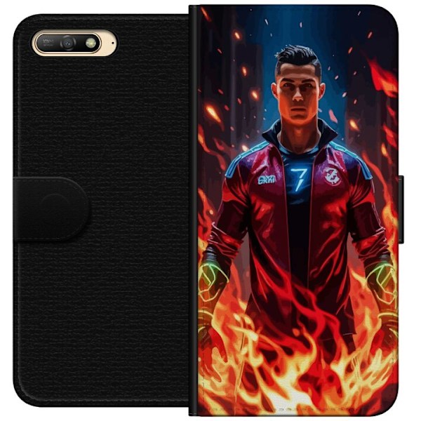 Huawei Y6 (2018) Tegnebogsetui Ronaldo Inferno - fodboldhelt i flammer