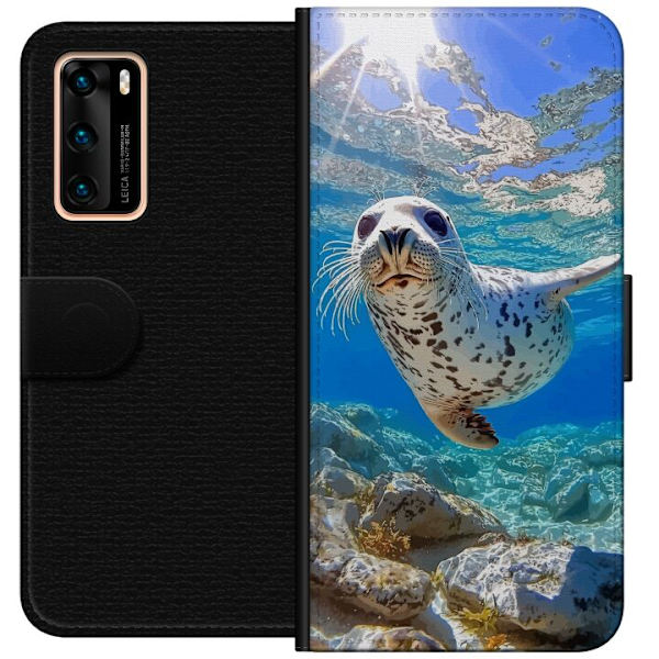 Huawei P40 Lompakkokotelo Myynti Meri Uiminen Eläinaihe Luonto Vesimotiivi Sininen Suunnittelu Meriteema Suosittu Motiivi Villieläimet