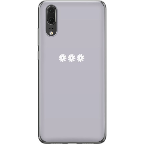Huawei P20 Genomskinligt Skal Lila Blomminimalism – stilrent blommotiv på lila bakgrund