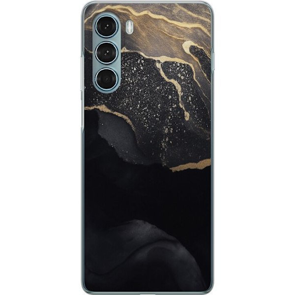 Motorola Moto G200 5G Gennemsigtig cover Sort guld abstrakt