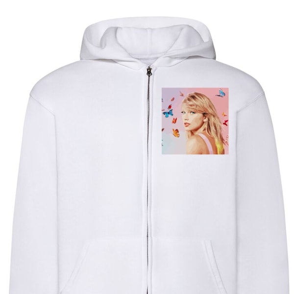 Zip-Hoodie | Hættetrøje med Lynlås til Voksne Sommerfugle hvid L