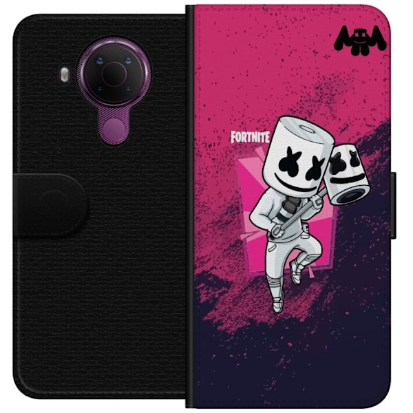Nokia 5.4 Plånboksfodral Marshmello Fortnite Skin Emote Gaming DJ Karaktär Populärt Motiv Barn Ungdom Trend