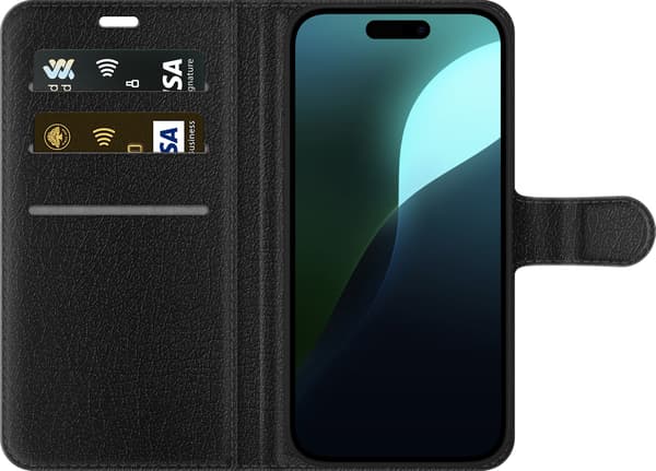 Kompatibelt Lommeboketui til Apple iPhone 16 Trust Allah-tekst over stormfullt hav med seilbåt, dramatiske skyer og islamsk motiv brun