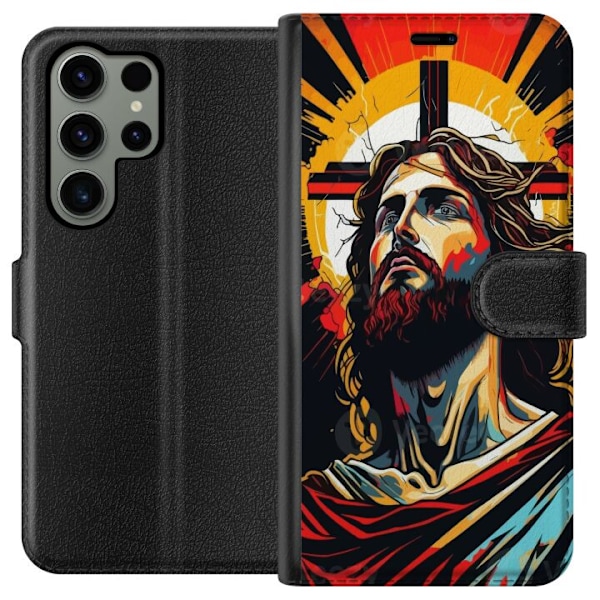 Samsung Galaxy S23 Ultra Lompakkokotelo Jeesus ja Kortti - usk