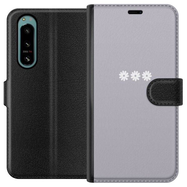 Sony Xperia 5 IV Lompakkokotelo Lila Blomminimalismi - tyylikäs kukkakuva lila taustalla