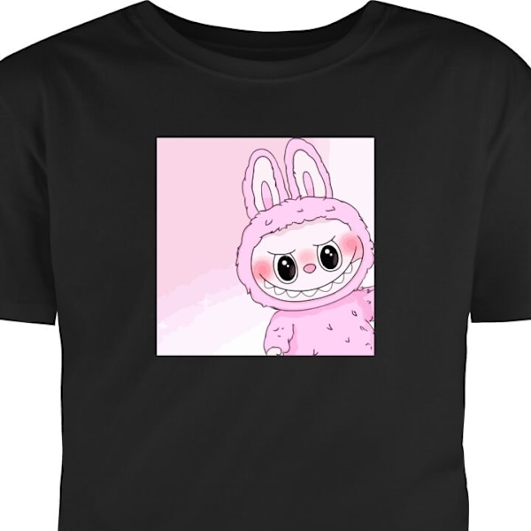 Barn-T-skjorte | Komfortabel T-skjorte for Barn Labubu Bunny S svart 7-8 År