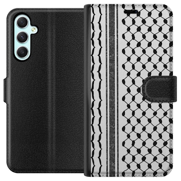 Samsung Galaxy A34 Plånboksfodral Palestinskt mönster – inspirerat av keffiyeh-tyg i traditionell stil
