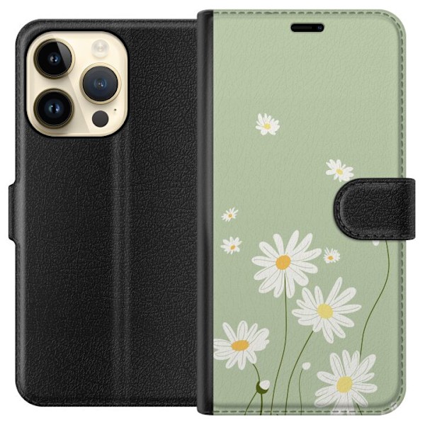 Apple iPhone 14 Pro Tegnebogsetui Præstekraver - blomstret mønster i svensk sommerstil