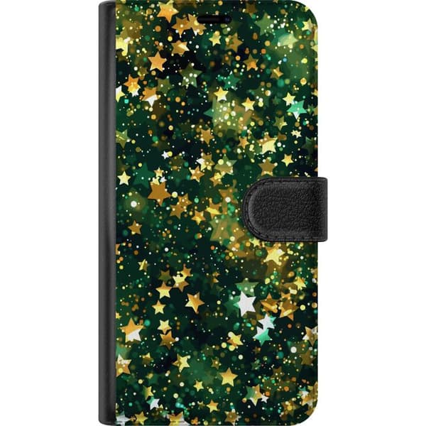 Kompatibelt Lommeboketui til Nothing Phone (4a) Glitrende gullstjerner og lyspunkter på dypgrønn bakgrunn grønn
