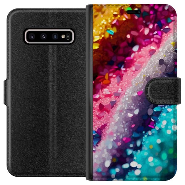 Kompatibelt Lommeboketui til Samsung Galaxy S10+ Glitter