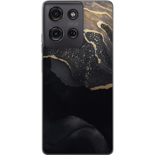 Motorola Moto G75 Gennemsigtig cover Sort guld abstrakt