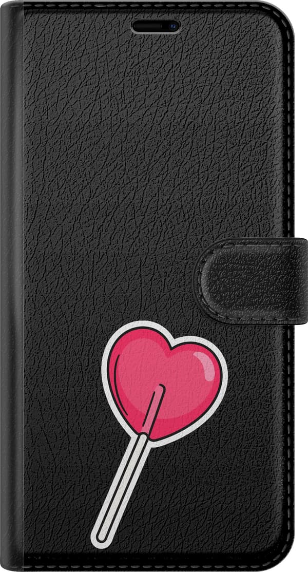 Kompatibelt Lommeboketui til Apple iPhone 15 Pro Max Rosa hjerteklubbe - Rosa motiv med rosa hjerteklubbe. rosa